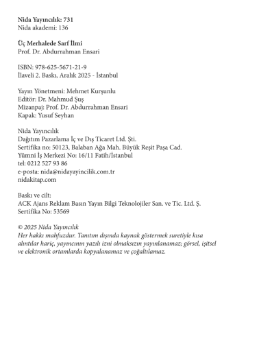 Üç Merhalede Sarf İlmi