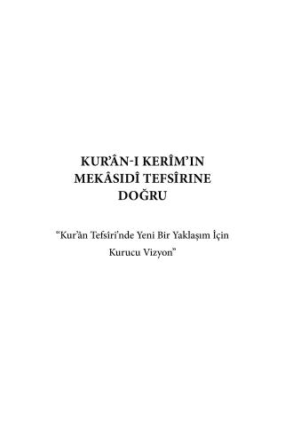 Kur'ân'ın Mekâsıdî Tefsîrine Doğru